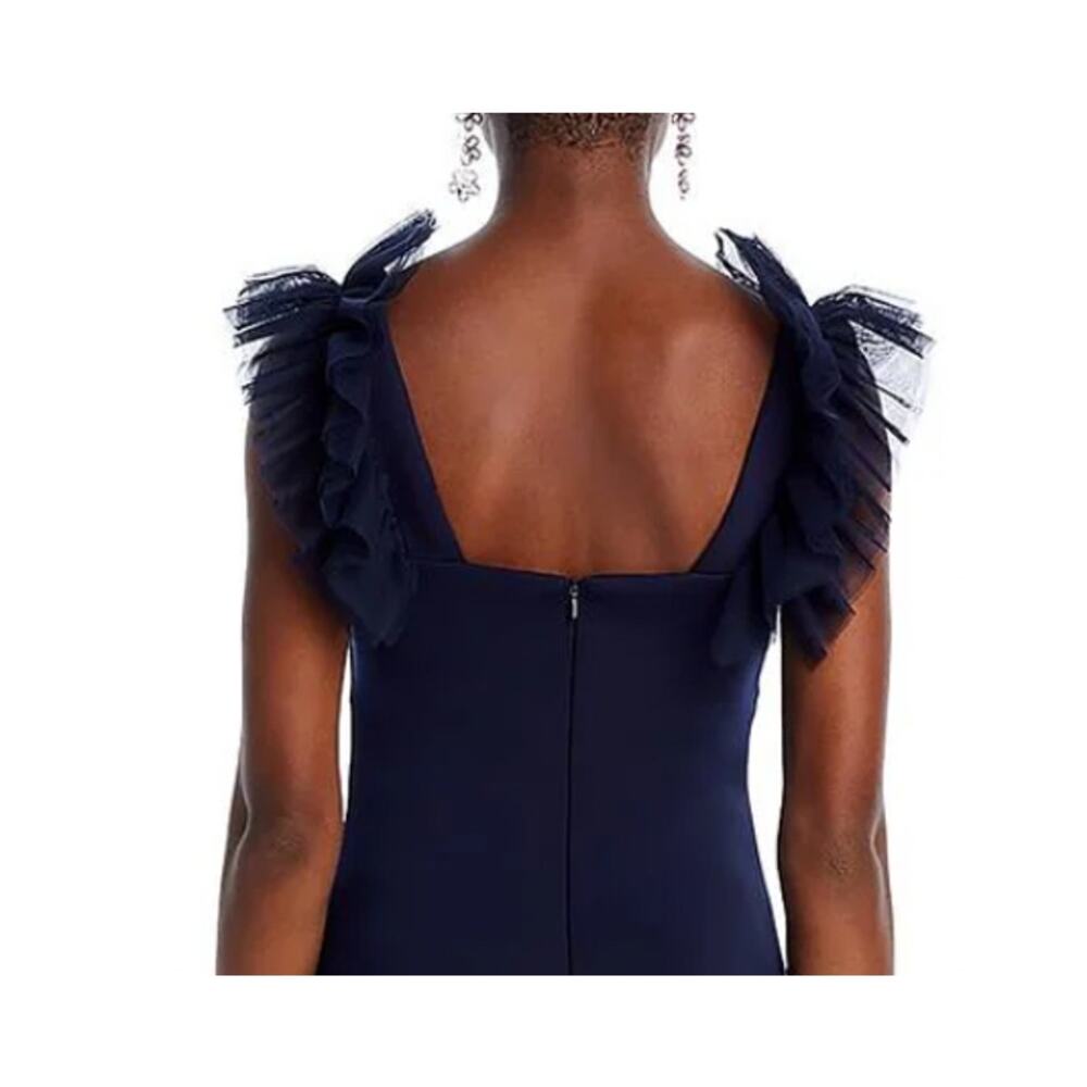 Eliza J Ruffle-Shoulder Scuba Gown Evening Dress, Plus 18W, Navy Blue New $188 - Picture 6 of 8